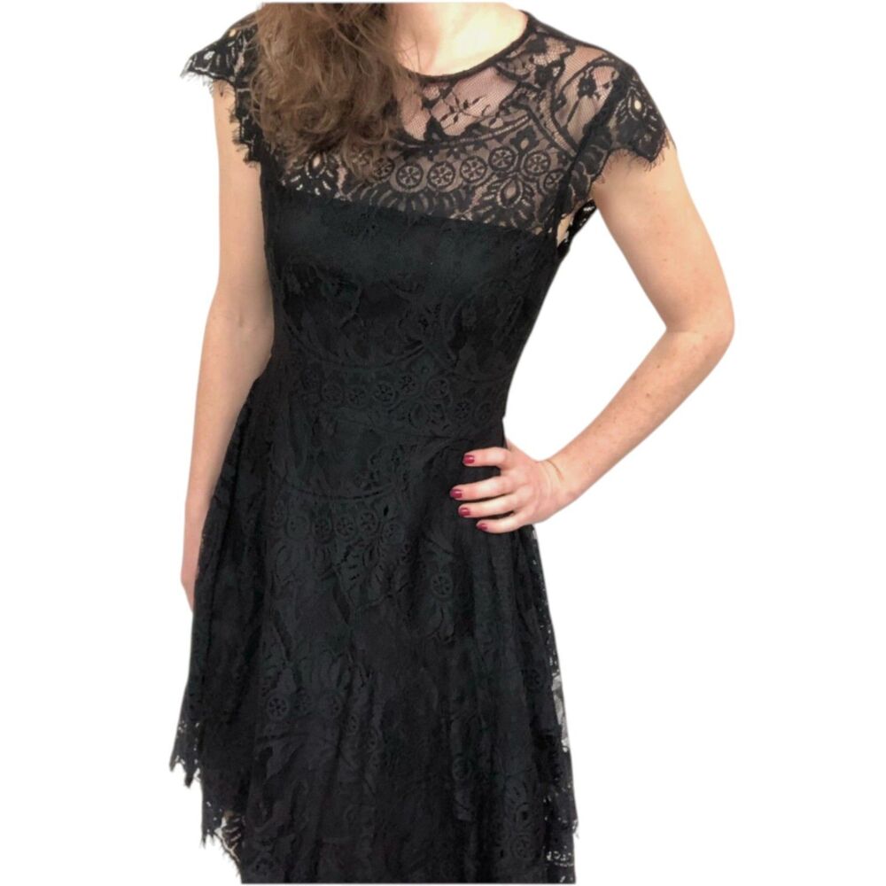NWT BB Dakota Rihanna Black Lace Cocktail Fit Flare Dress Women's Size 4